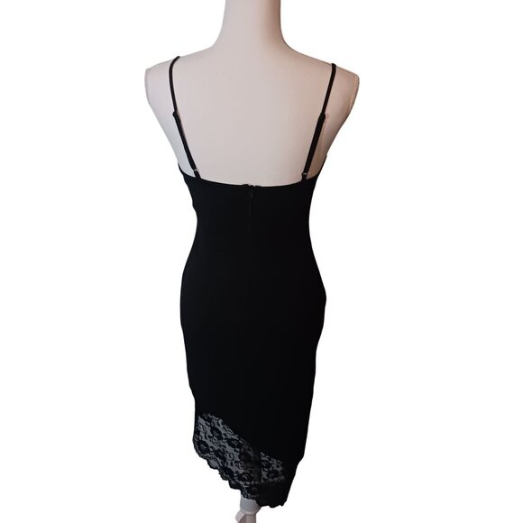 NEW Next Up Connected Apparel Juniors Lace Trim Asymmetric Party Slip Dress 5/6 - Picture 6 of 12